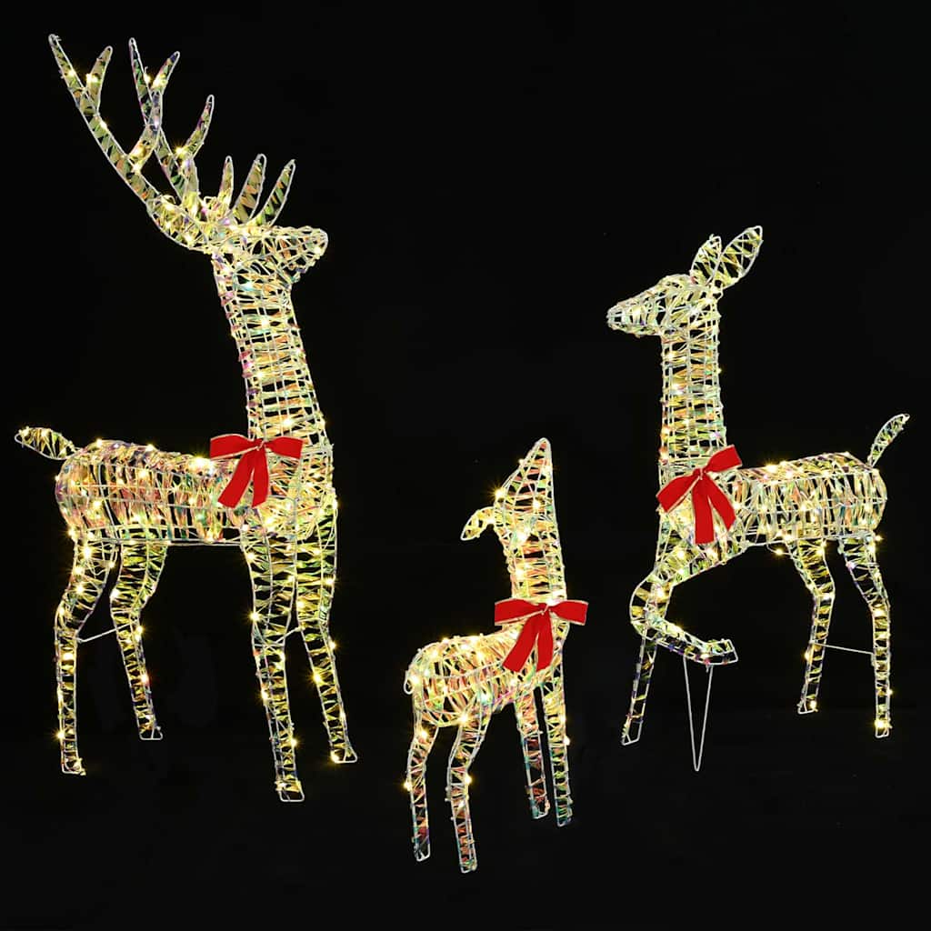 Reinsdyrfamilie 3 pcs Varmhvit 128 cm PET