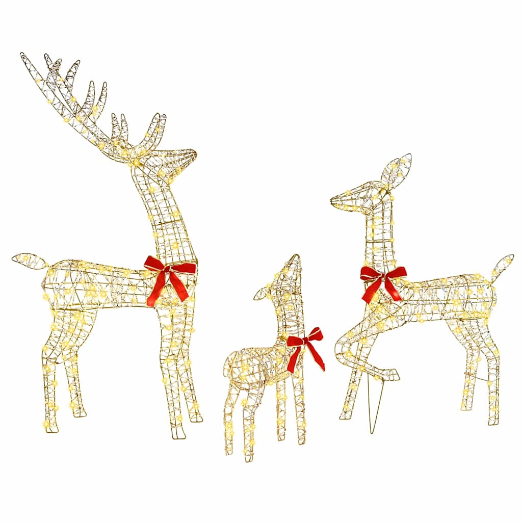 Reinsdyrfamilie 3 pcs Varmhvit 128 cm PET
