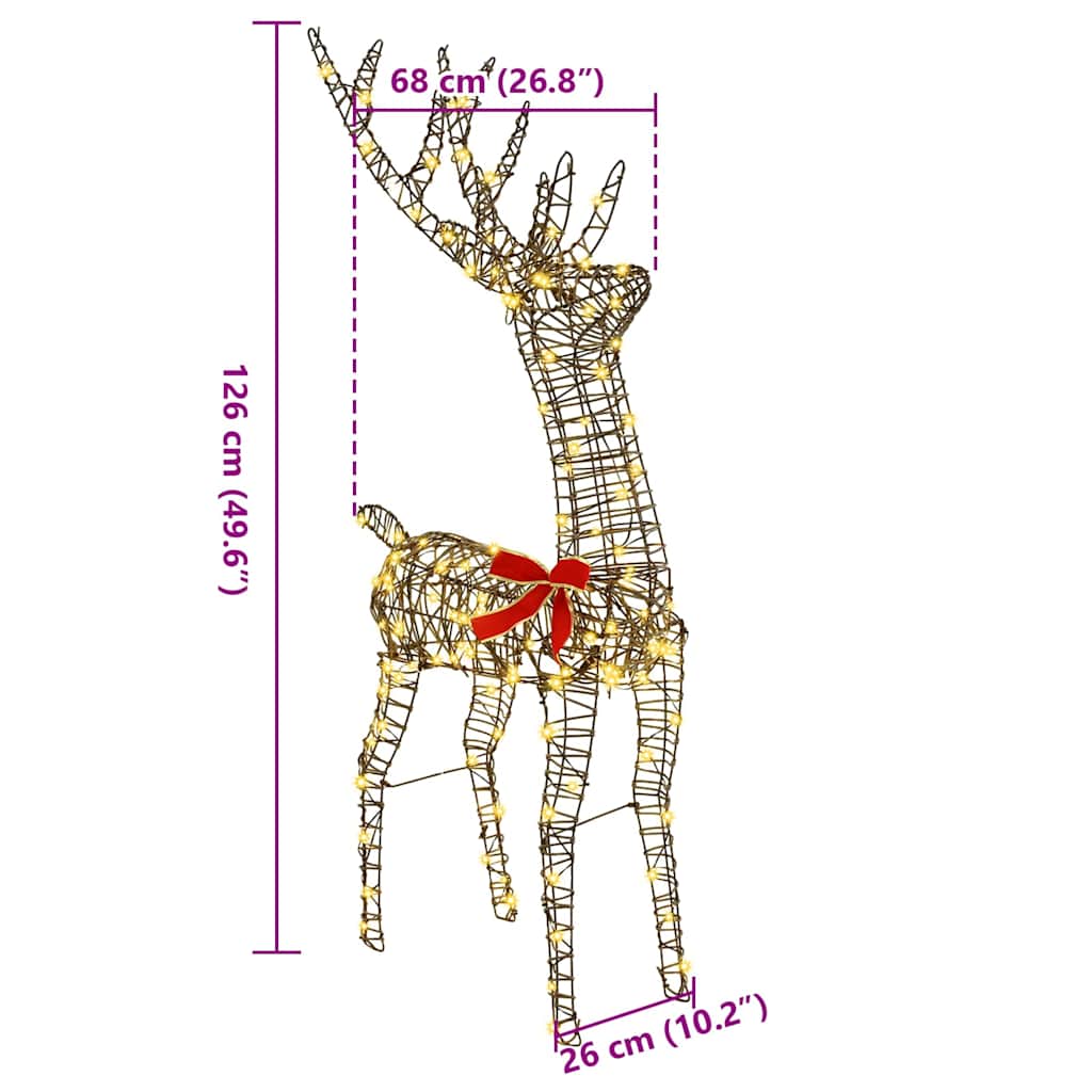 3D reinsdyr Varmhvit 128 cm Rotting