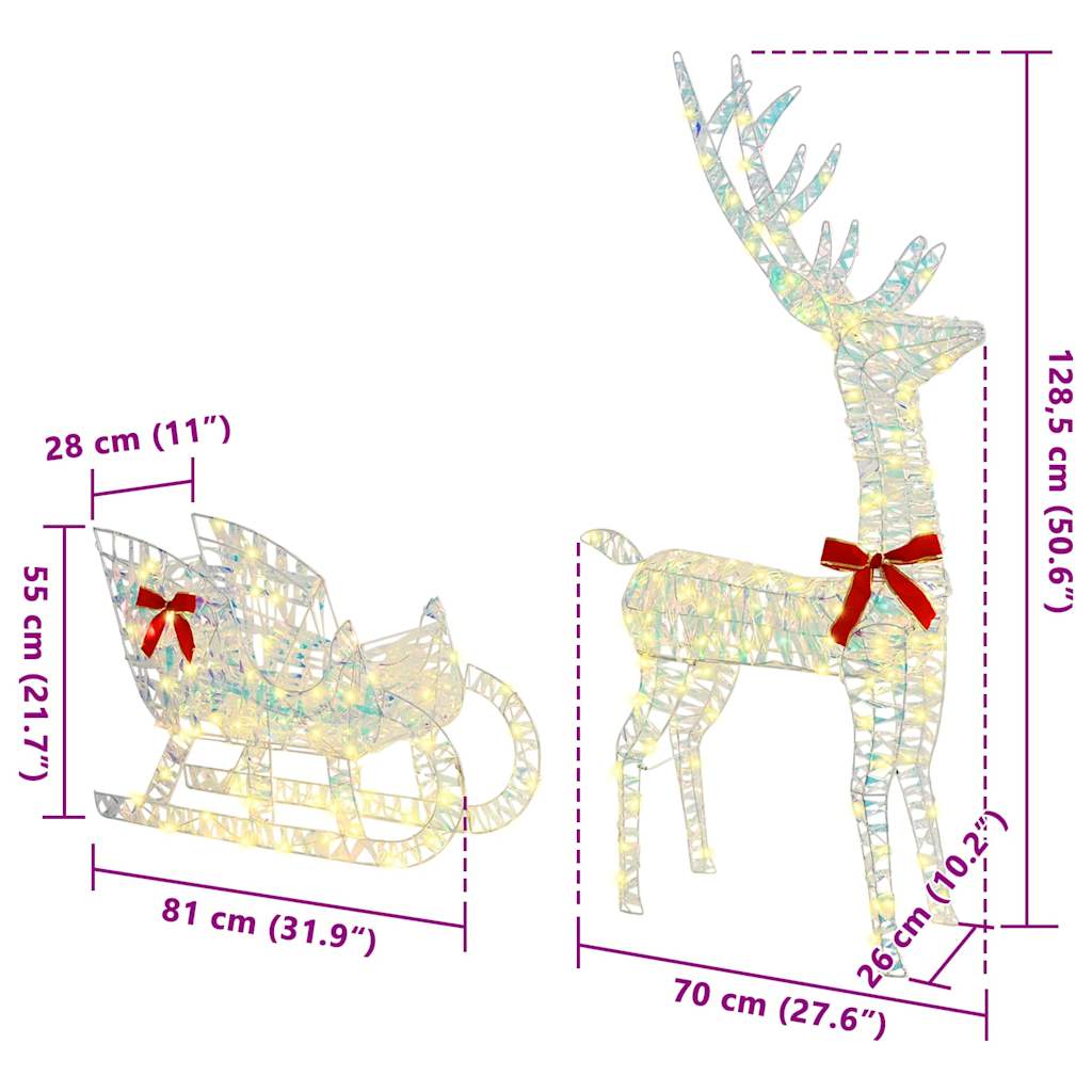 Reinsdyr Trekke Slede Varmhvit 120 cm 55 cm PET