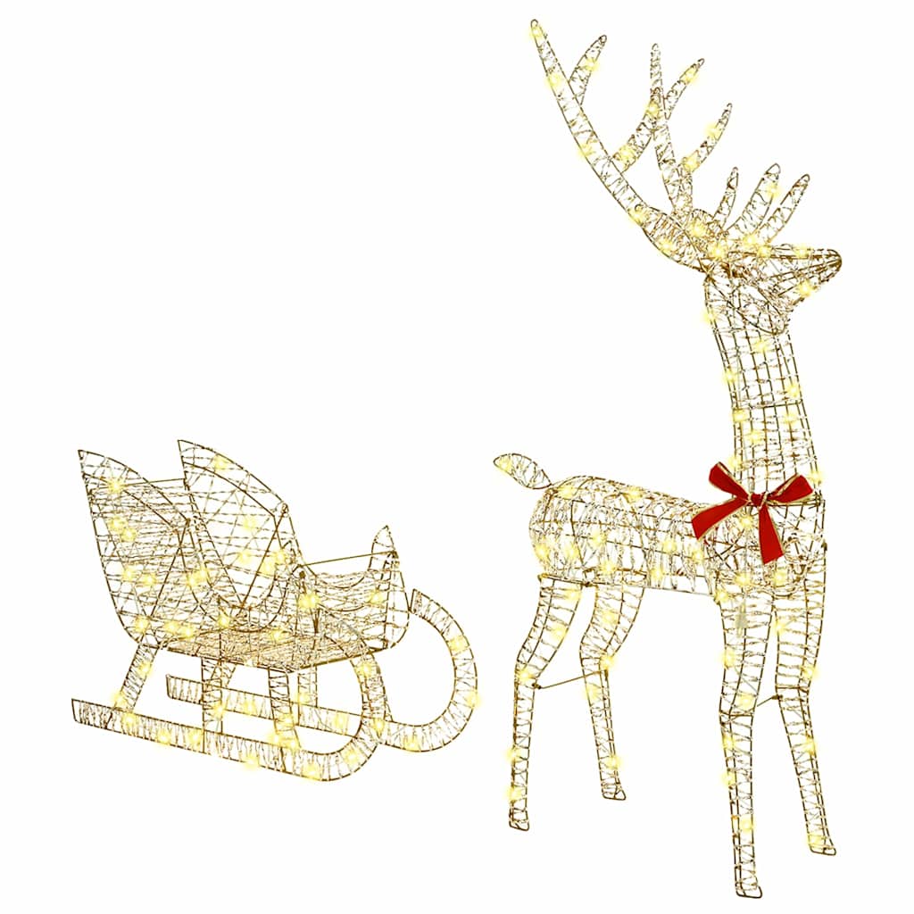 Reinsdyr Trekke Slede Varmhvit 120 cm 55 cm PET
