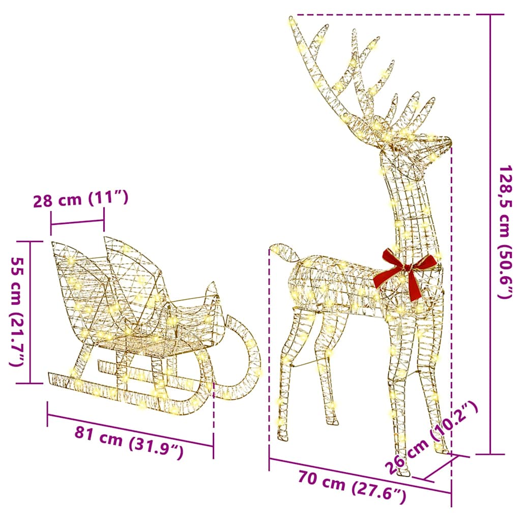 Reinsdyr Trekke Slede Varmhvit 120 cm 55 cm PET
