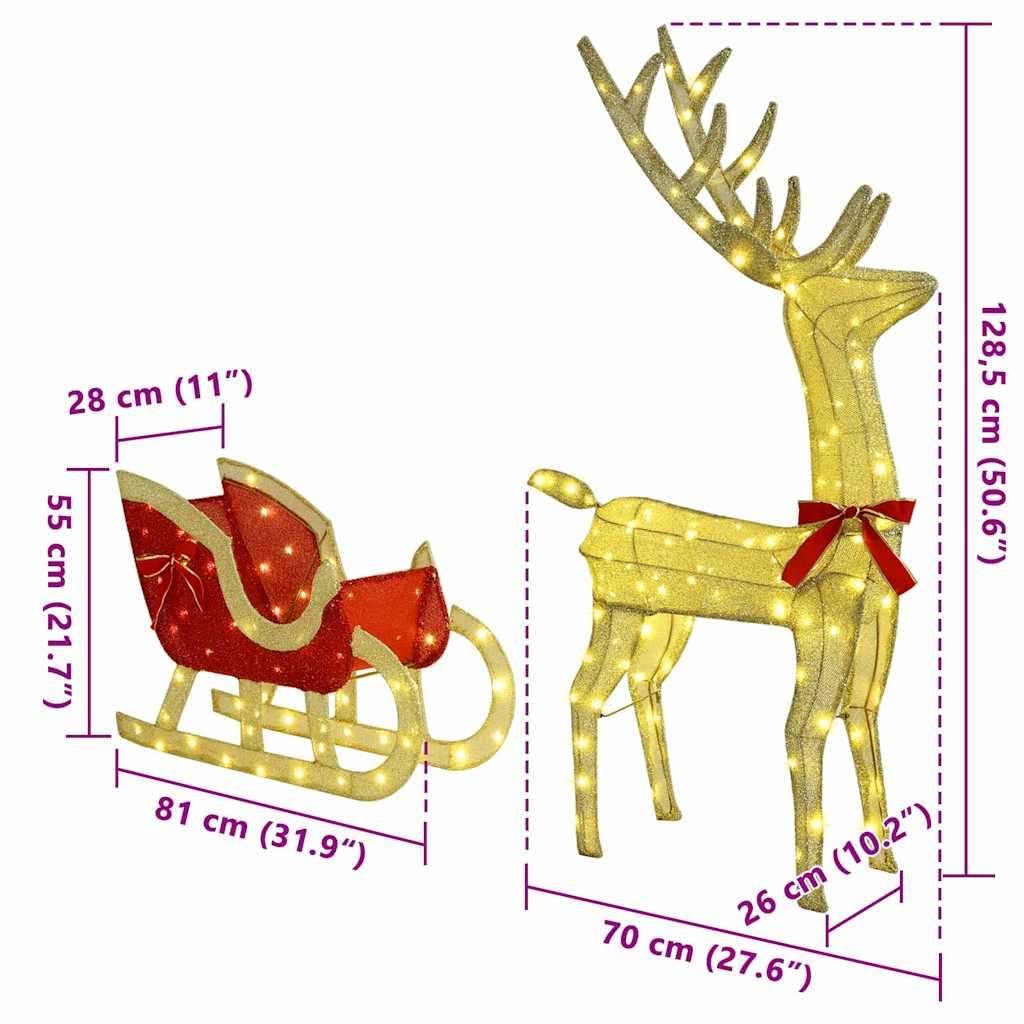 Reinsdyr Trekke Slede Varmhvit 120 cm 55 cm stoff