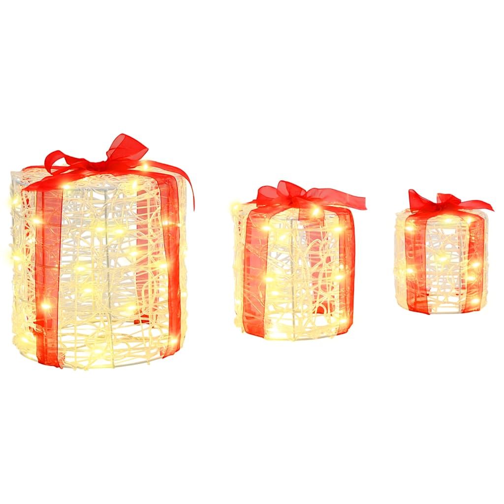 Gaveeske Dekorasjon 3 pcs Varmhvit 20 x 20 x 21 cm Akryl