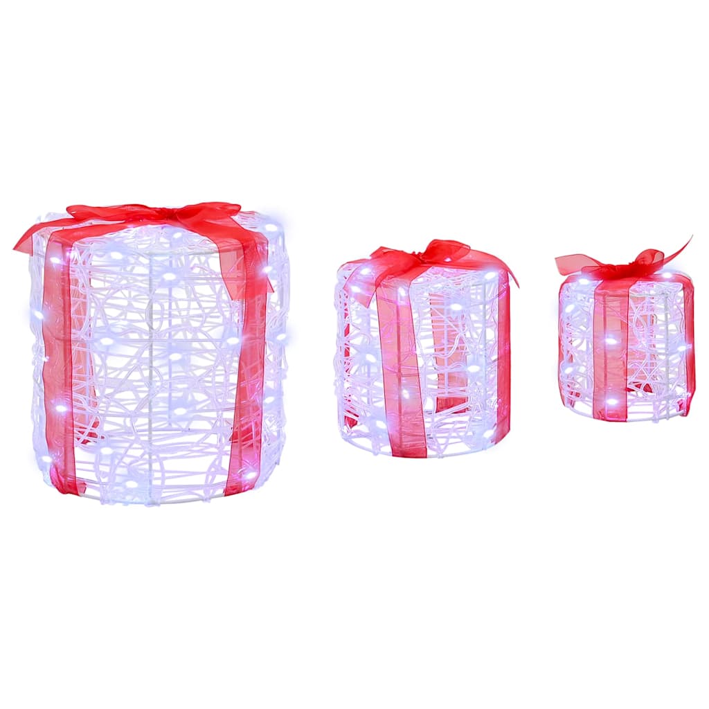 Gaveeske Dekorasjon 3 pcs Kaldhvit 20 x 20 x 21 cm Akryl