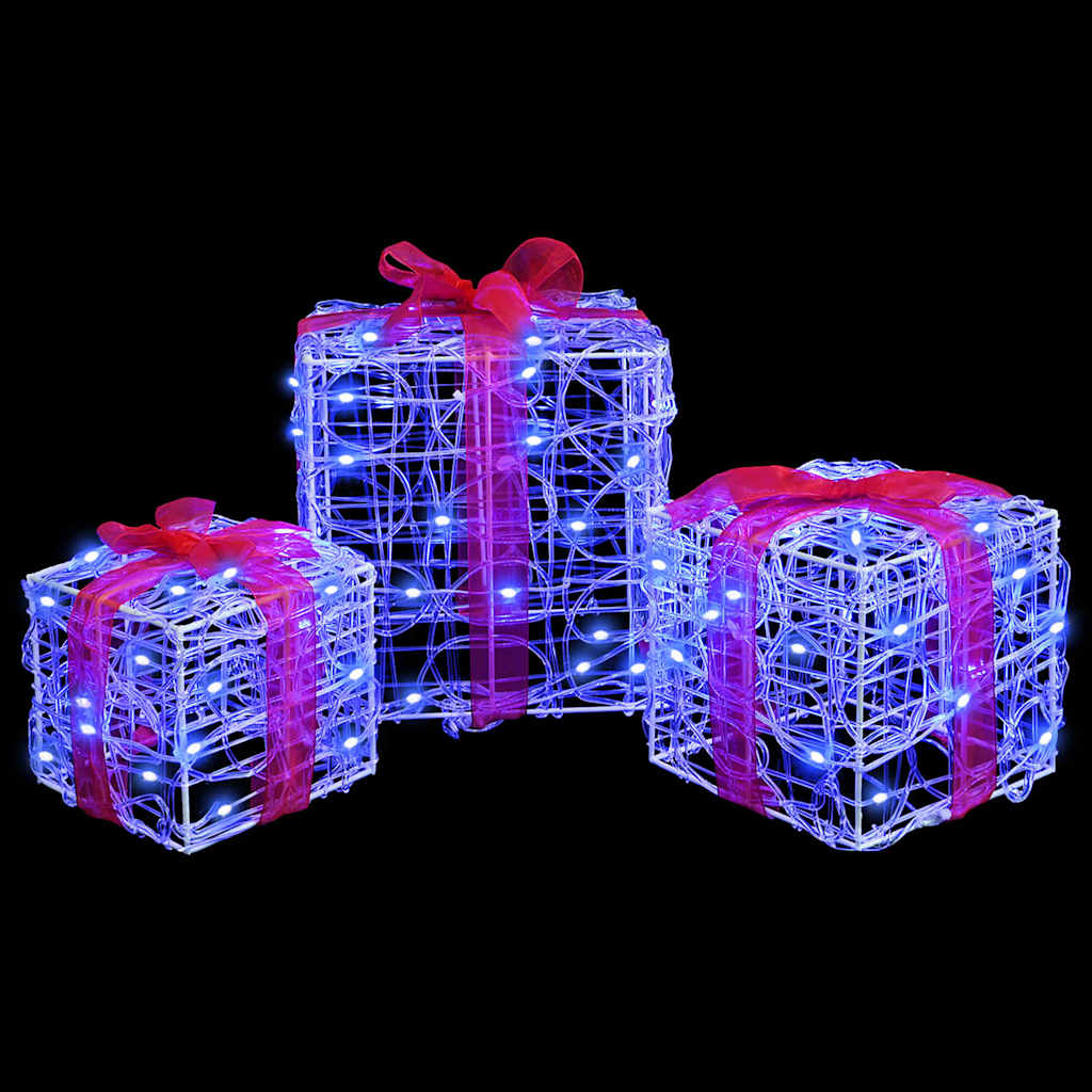 Gaveeske med 60 LED 3 pcs Blå 20 x 20 x 20 cm Akryl