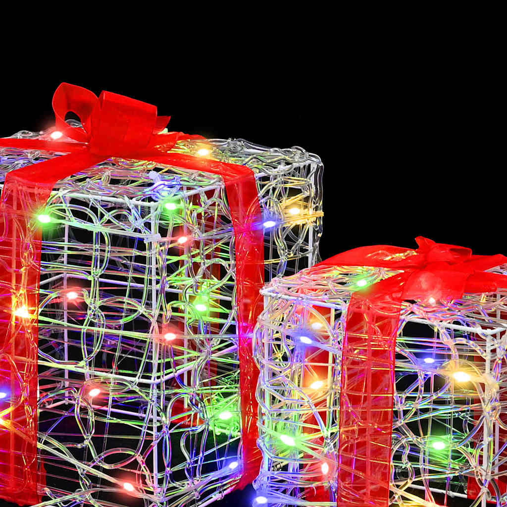 Gaveeske med 60 LED 3 pcs Flerfarget 20 x 20 x 20 cm Akryl