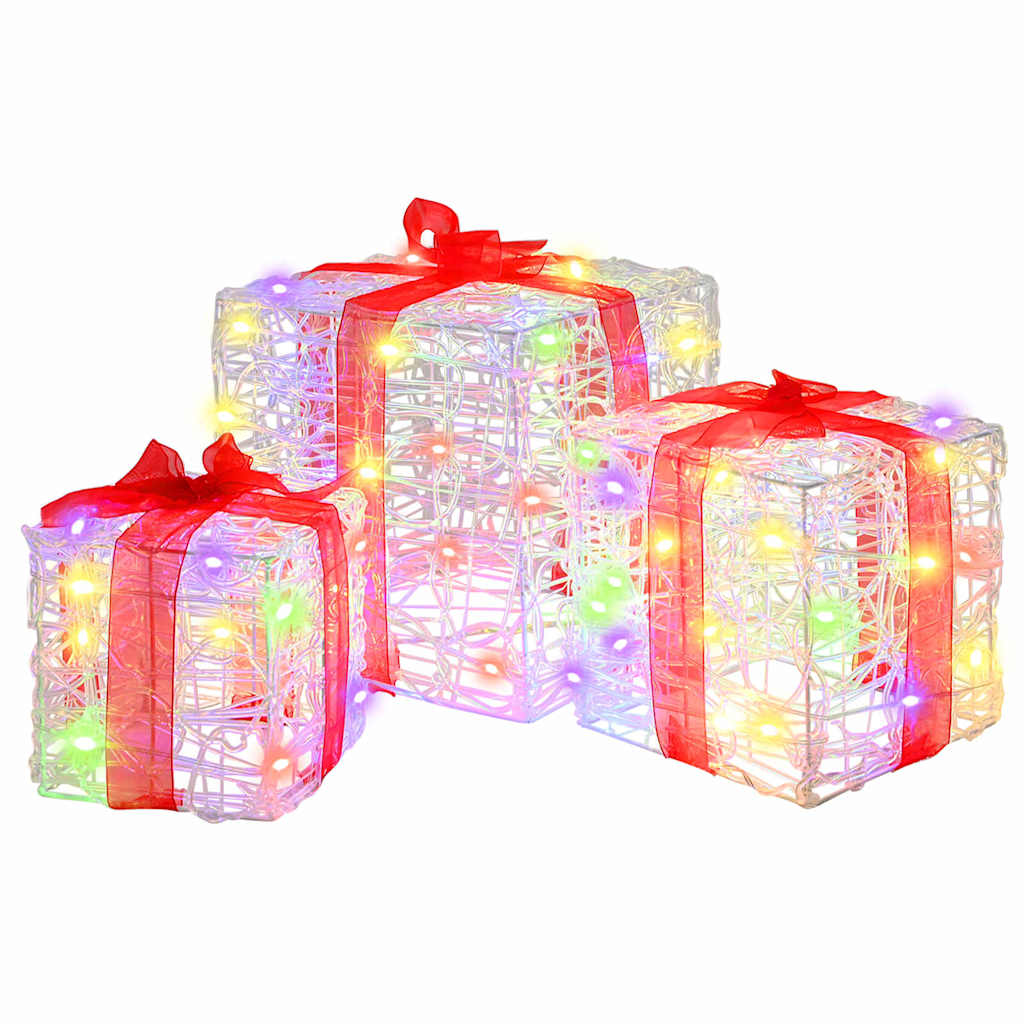 Gaveeske med 60 LED 3 pcs Flerfarget 20 x 20 x 20 cm Akryl
