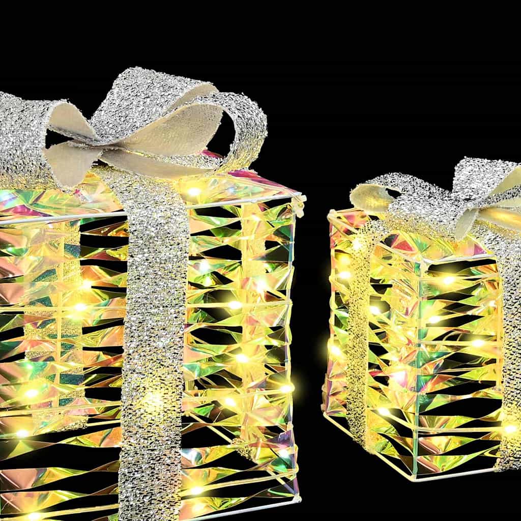 Gaveeske med 60 LED 3 pcs Varmhvit 20 x 20 x 20 cm PET