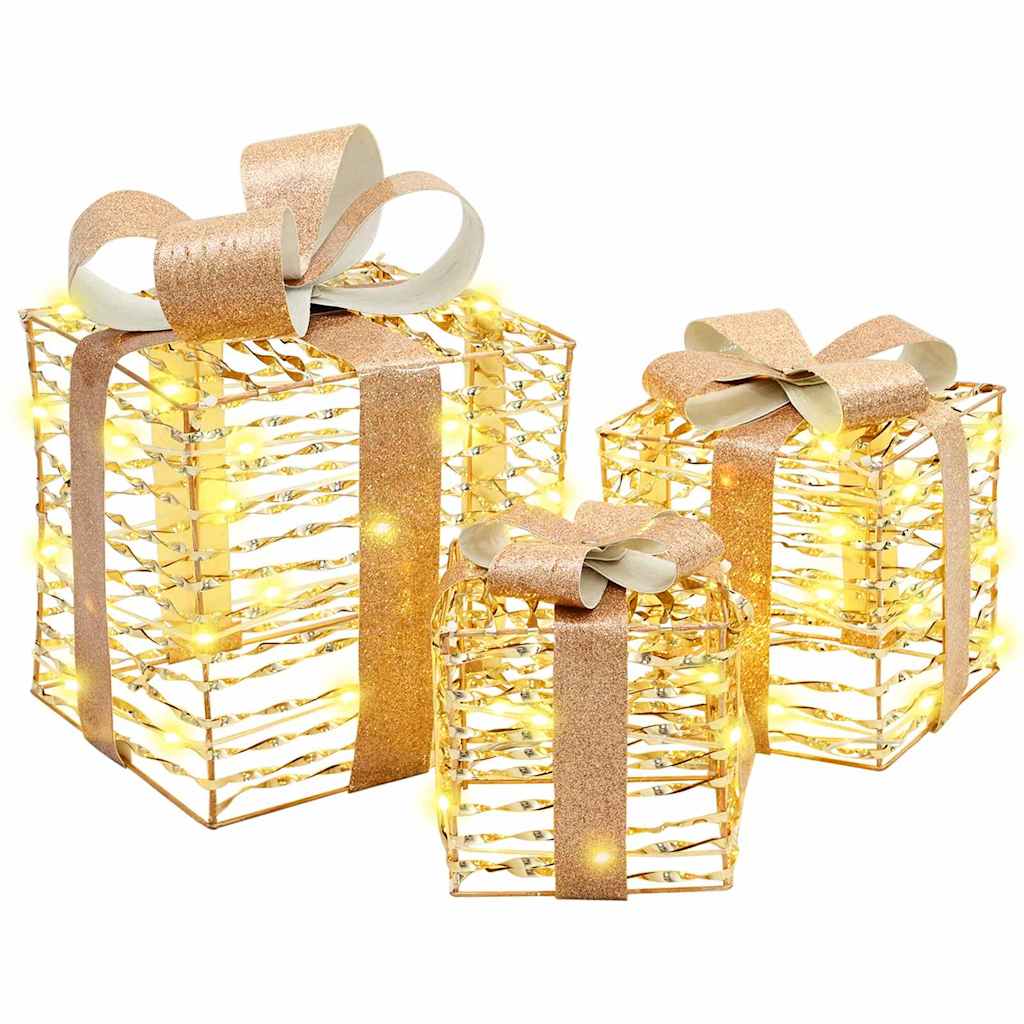 Gaveeske med 60 LED 3 pcs Varmhvit 20 x 20 x 20 cm PET