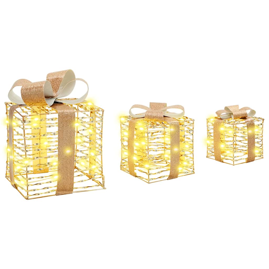 Gaveeske med 60 LED 3 pcs Varmhvit 20 x 20 x 20 cm PET