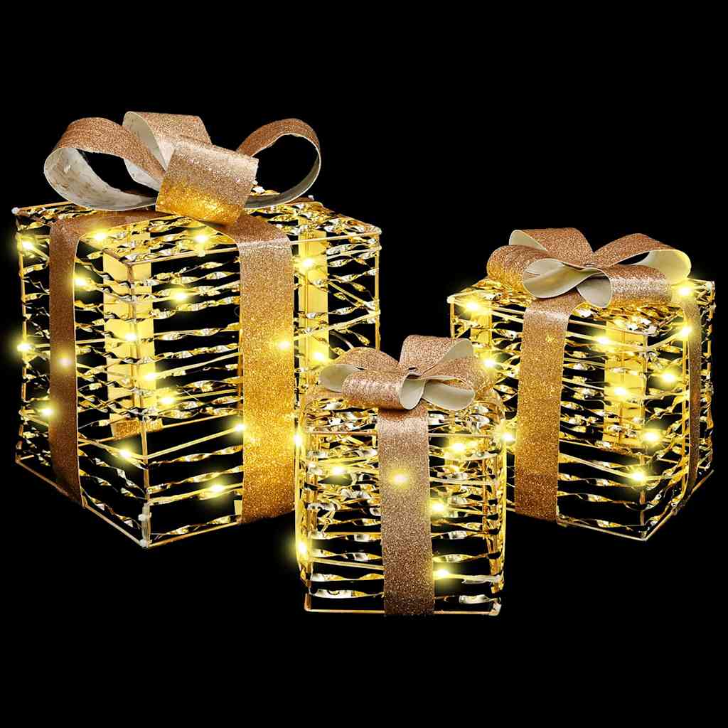 Gaveeske med 60 LED 3 pcs Varmhvit 20 x 20 x 20 cm PET
