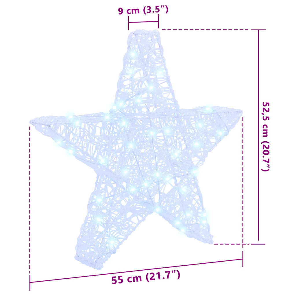 3D Stjerne med 50 LED Kaldhvit 55 x 53,5 x 10 cm Akryl