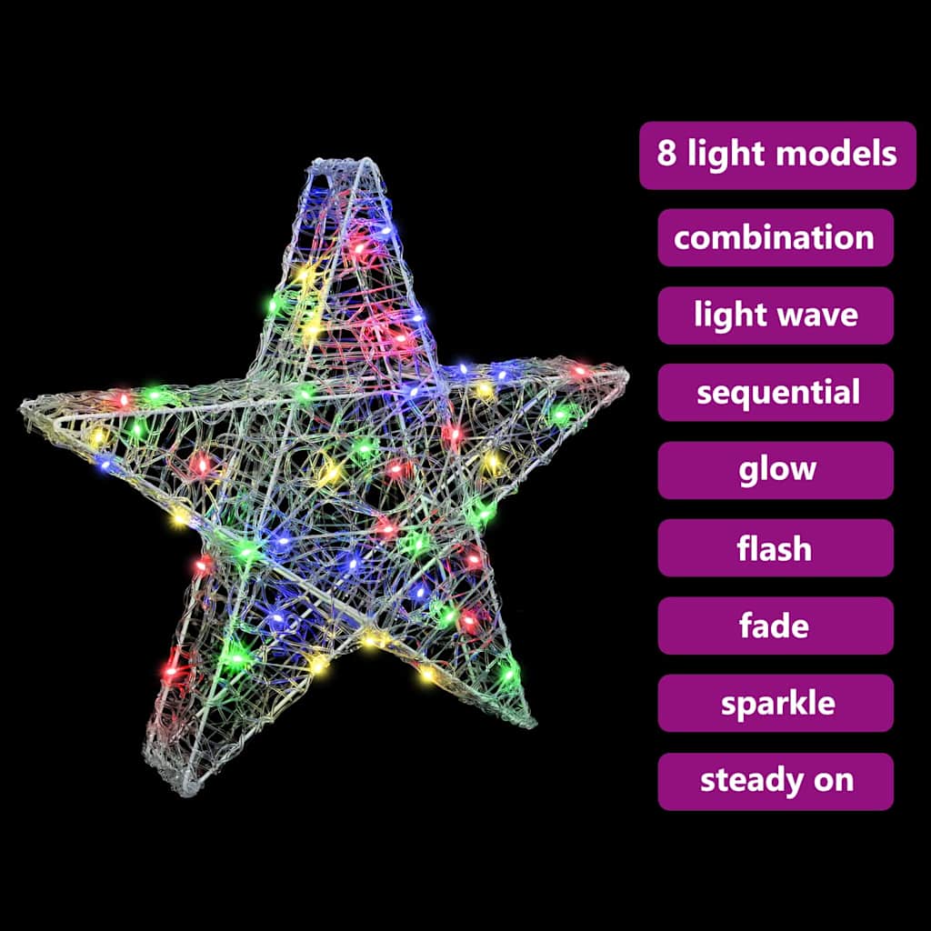 3D Stjerne med 50 LED Flerfarget 55 x 53,5 x 10 cm Akryl