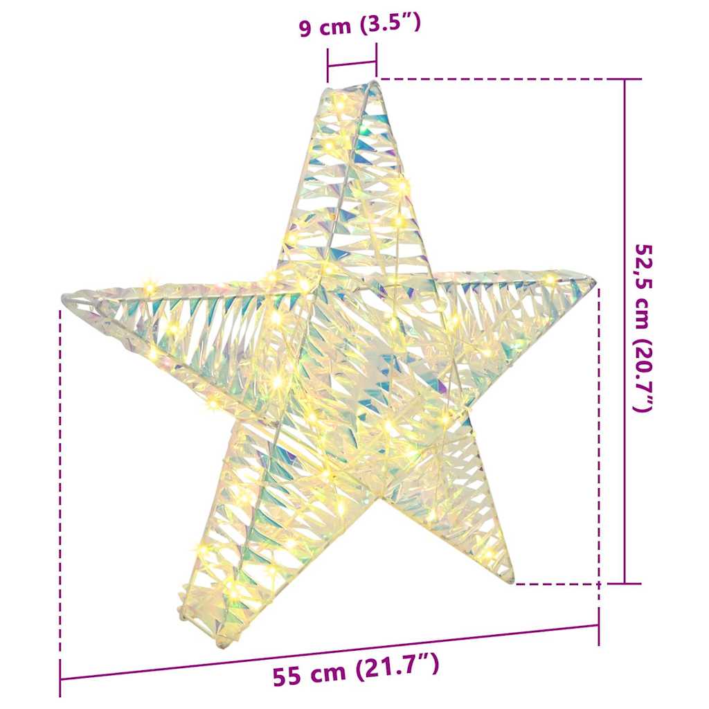 3D Stjerne med 50 LED Varmhvit 55 x 52.5 x 9 cm PET