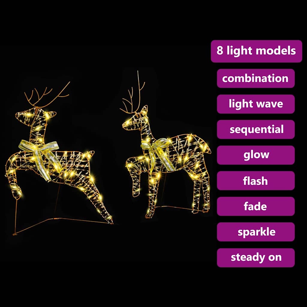 LED Reinsdyr med 40 LED 2 pcs Varmhvit 64 x 42 x 15 cm PET