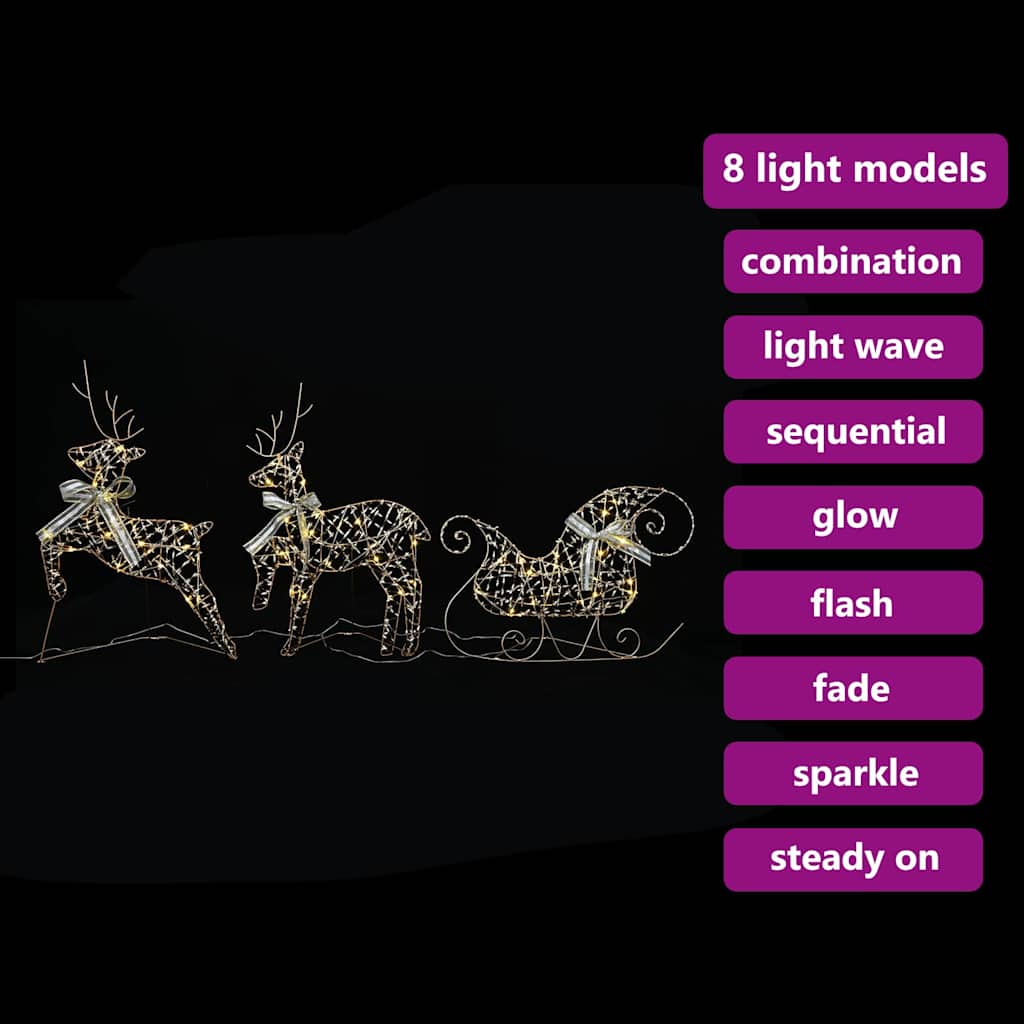LED Reinsdyr med 60 LED 3 pcs Varmhvit PET