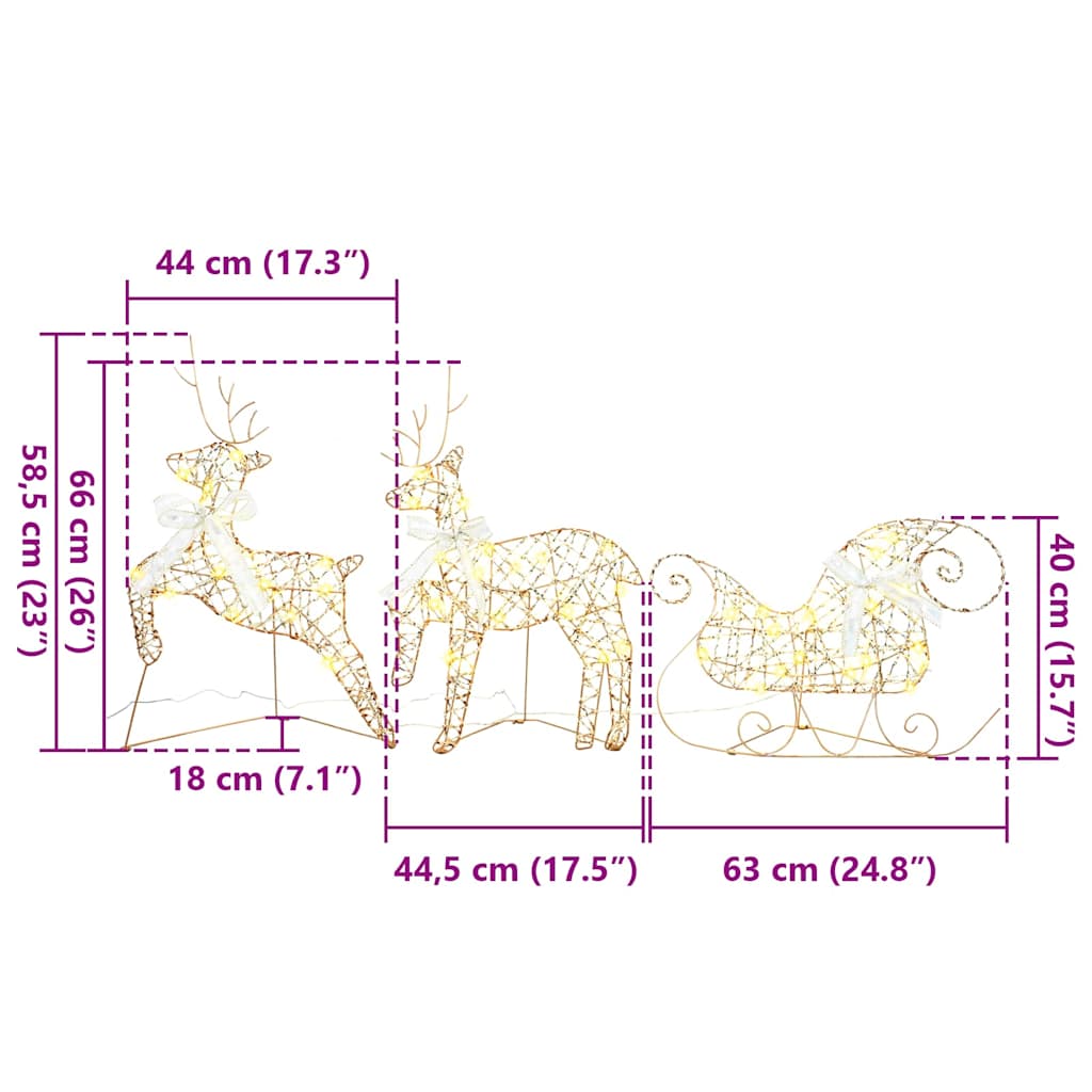 LED Reinsdyr med 60 LED 3 pcs Varmhvit PET