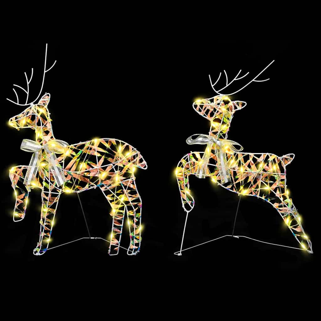 LED Reinsdyr med 40 LED 2 pcs Varmhvit 64 x 42 x 15 cm PET