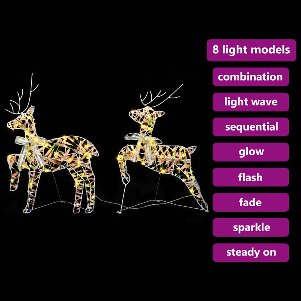 LED Reinsdyr med 40 LED 2 pcs Varmhvit 64 x 42 x 15 cm PET