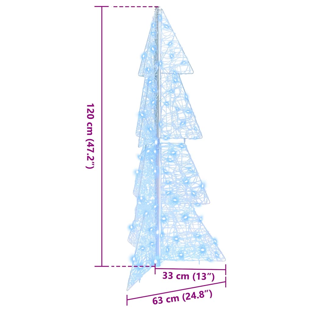 Juletre med 100 LED Kald Hvit 120 cm Akryl