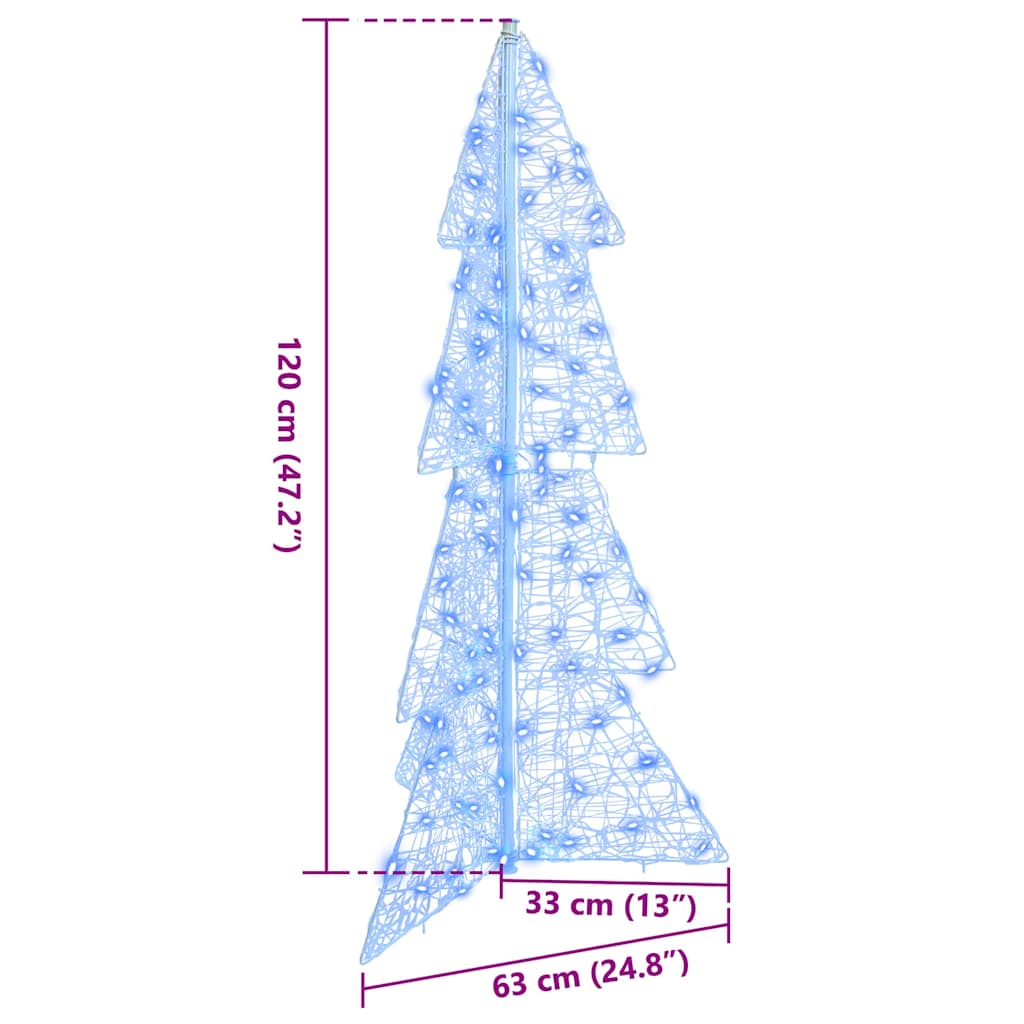 Juletre med 100 LED Blå 120 cm Akryl
