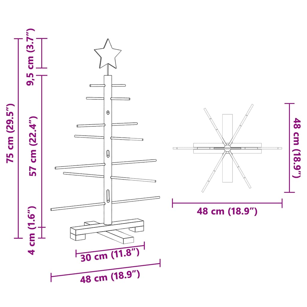 Trekjuletrær med stativ Brun 75 cm Bambus