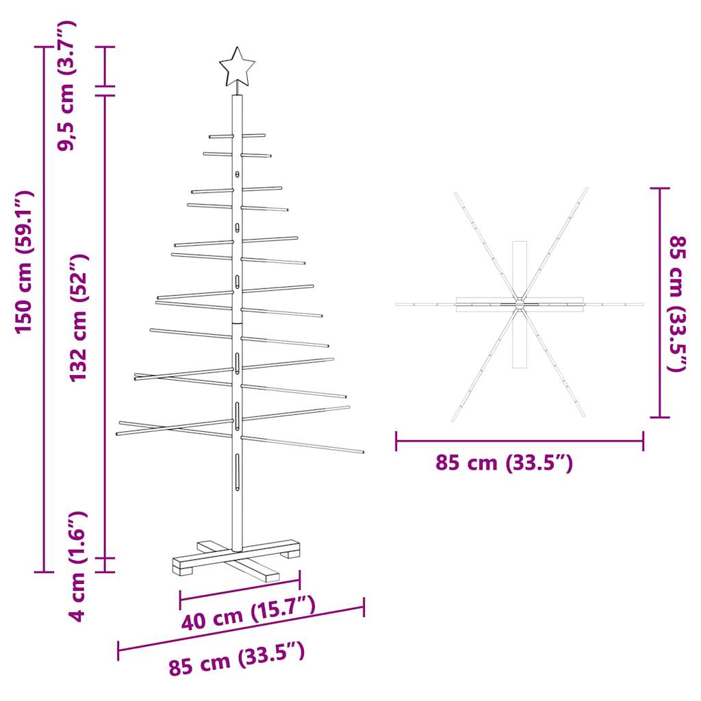 Trekjuletrær med stativ Brun 150 cm Bambus