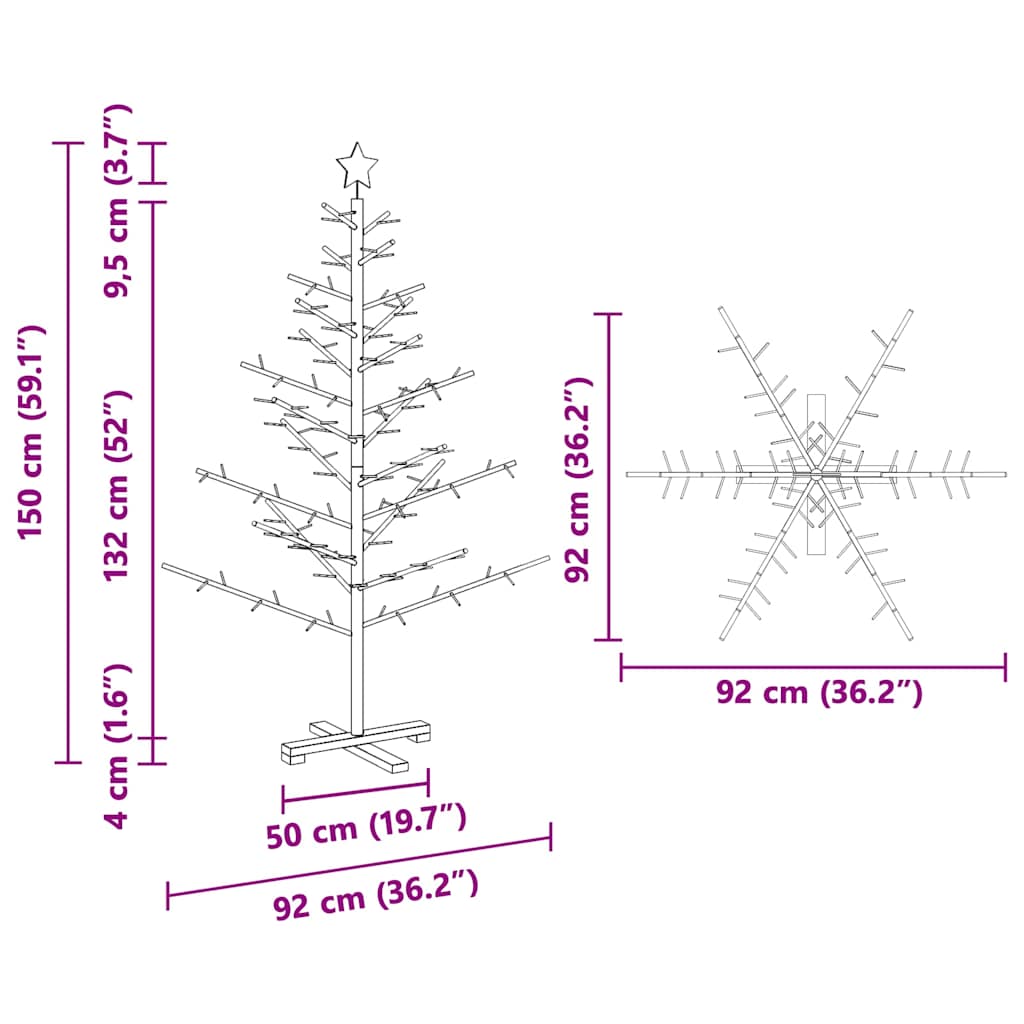 Trekjuletrær med stativ Naturlig 150 cm Heltre furu