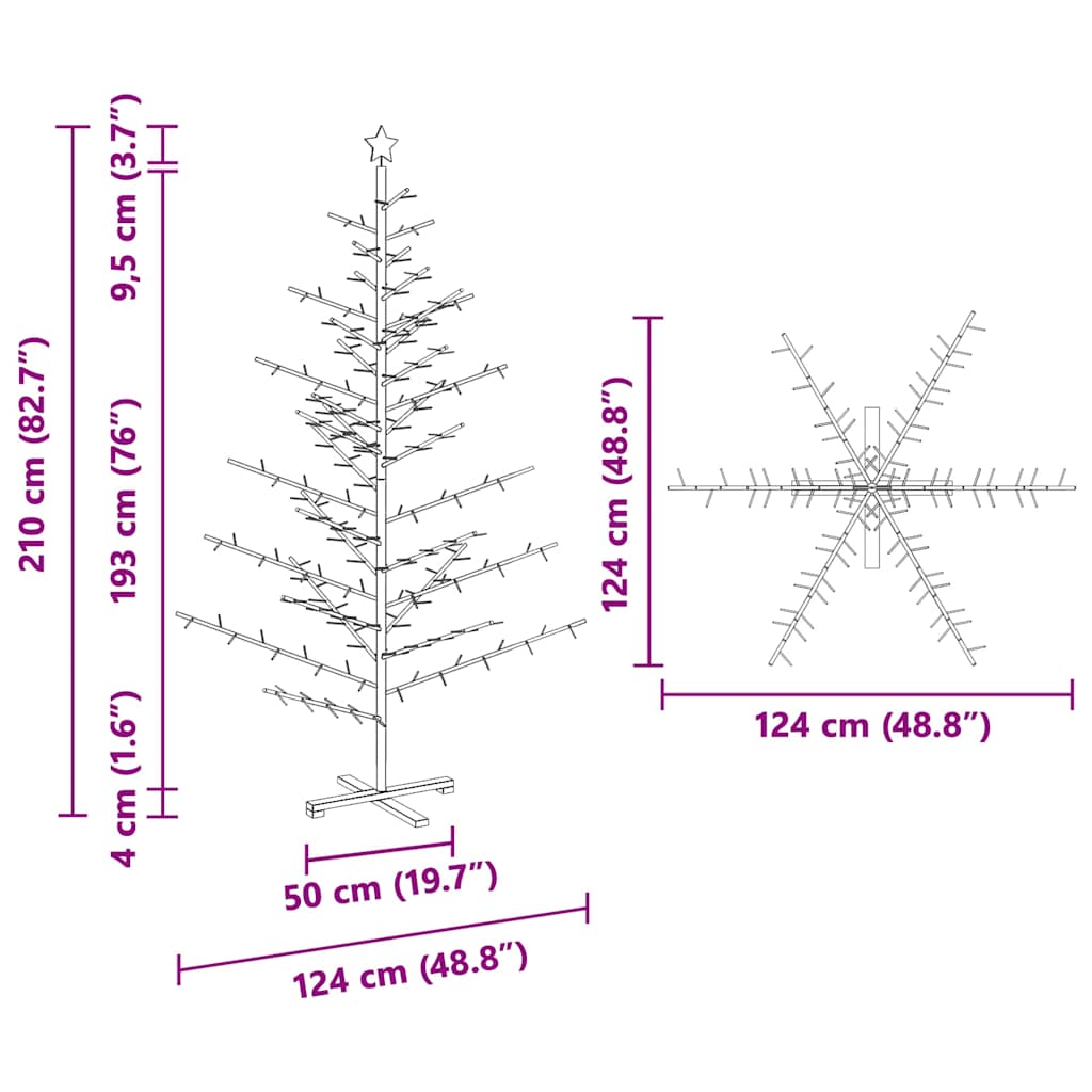 Trekjuletrær med stativ Naturlig 210 cm Heltre furu