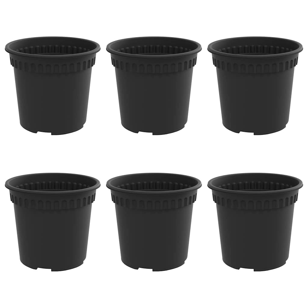 Rund Blomsterpotte 6 pcs Svart Ø 15 x 12 cm Plast