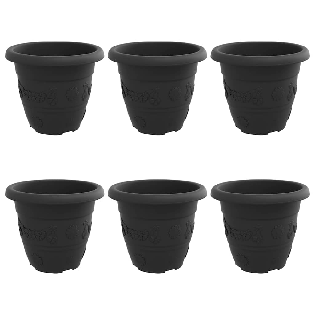 Rund Blomsterpotte 6 pcs Svart Ø 26 x 21.5 cm Plast