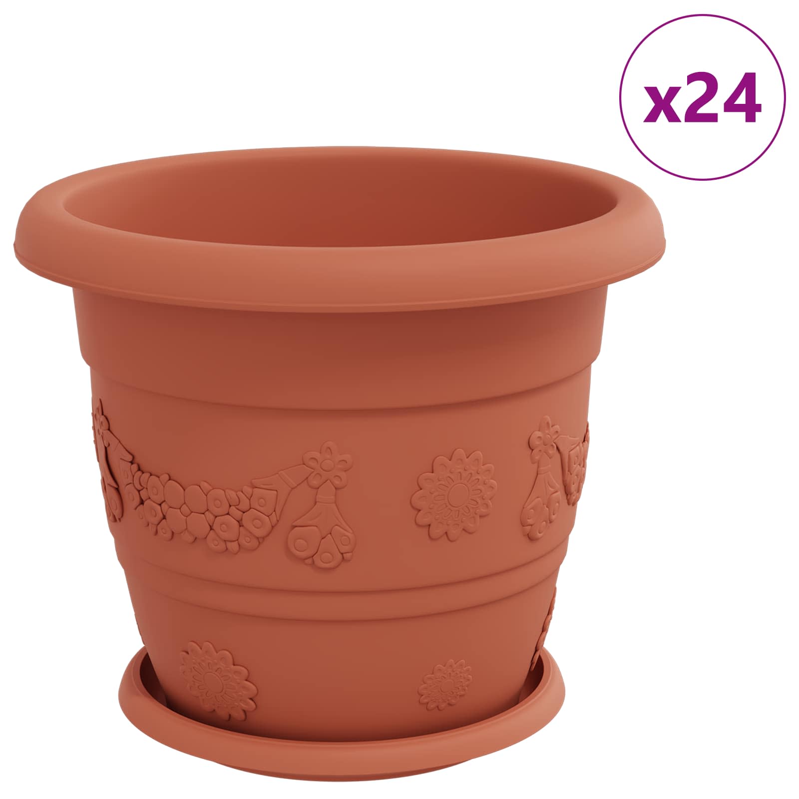 Plantepotter 24 pcs Klinker Rød Ø 26 x 21.5 cm Plast