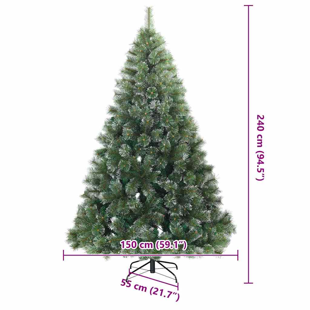 Moderne Kunstig Hengslet Juletre Snø Flocket Hvit 240 cm