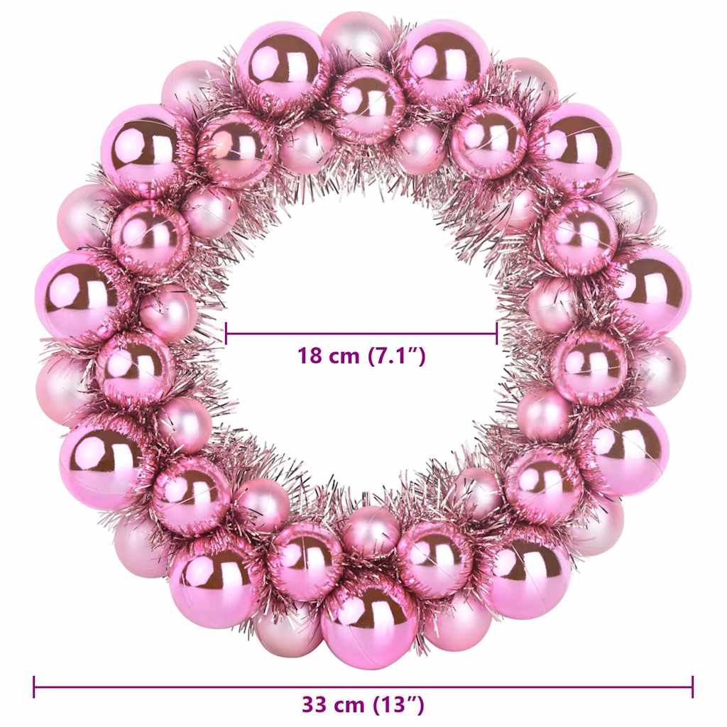 Julekulen Kransene 2 pcs Rosa 33 x 33 x 7 cm Polystyren