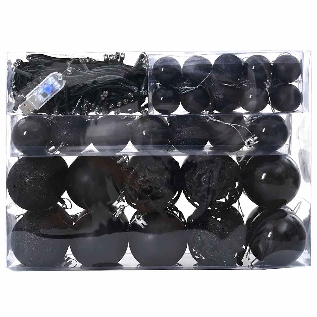 Julekule Sett med 150 LED 61 pcs Svart Plast