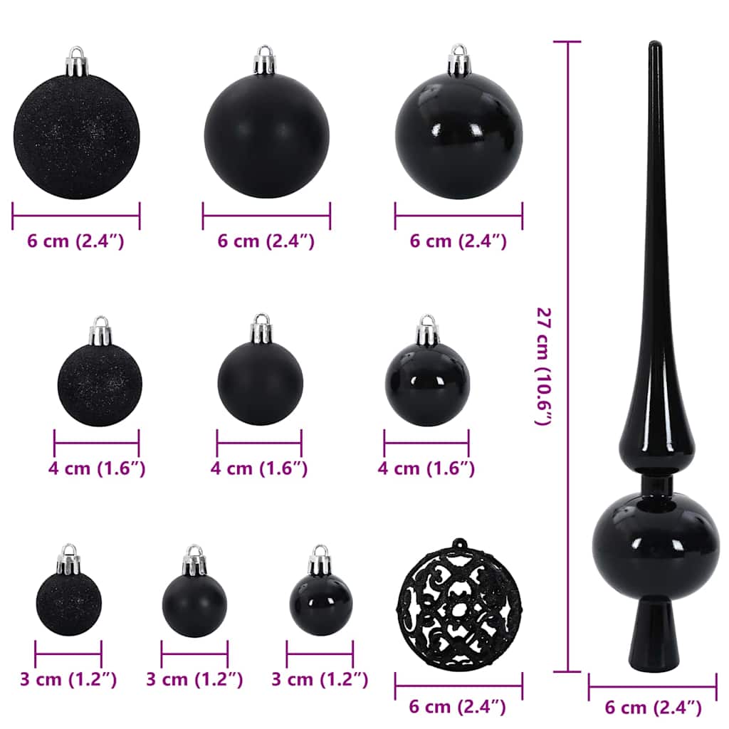 Julekule Sett med 150 LED 61 pcs Svart Plast