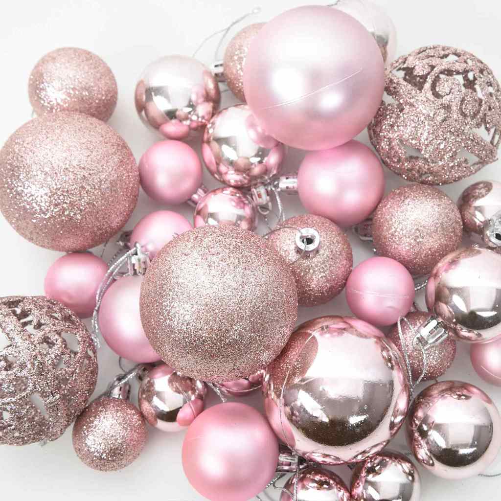 Julekule Sett med 150 LED 61 pcs Rosa Plast