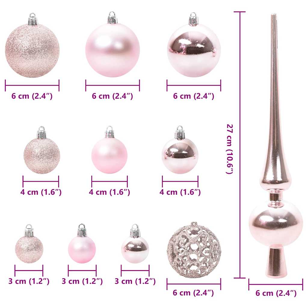 Julekule Sett med 150 LED 61 pcs Rosa Plast