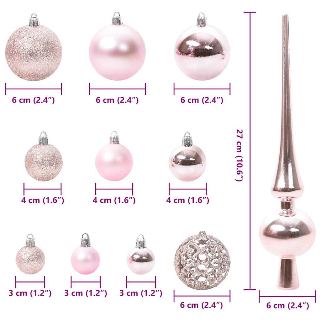 Julekule Sett med 300 LED 120 pcs Rosa Plast