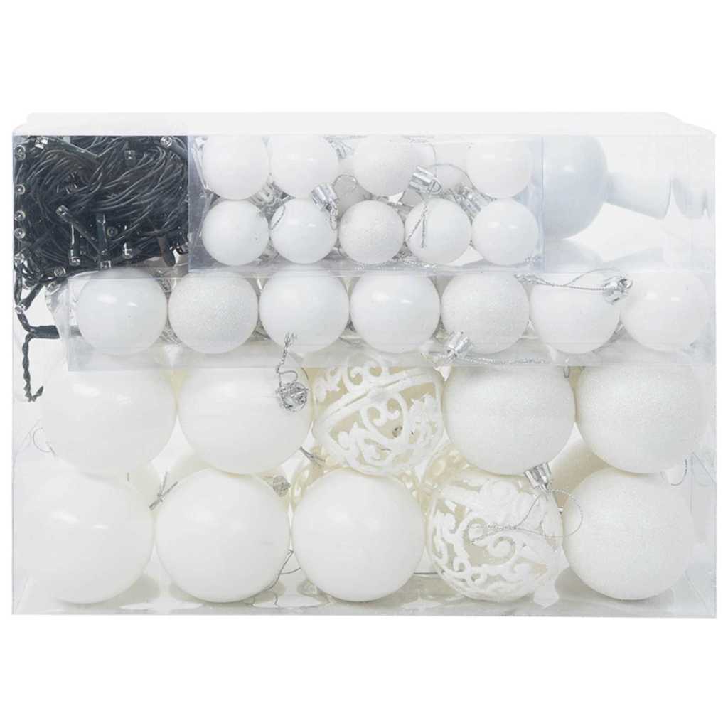 Julekule Sett med 150 LED 61 pcs Hvit Plast