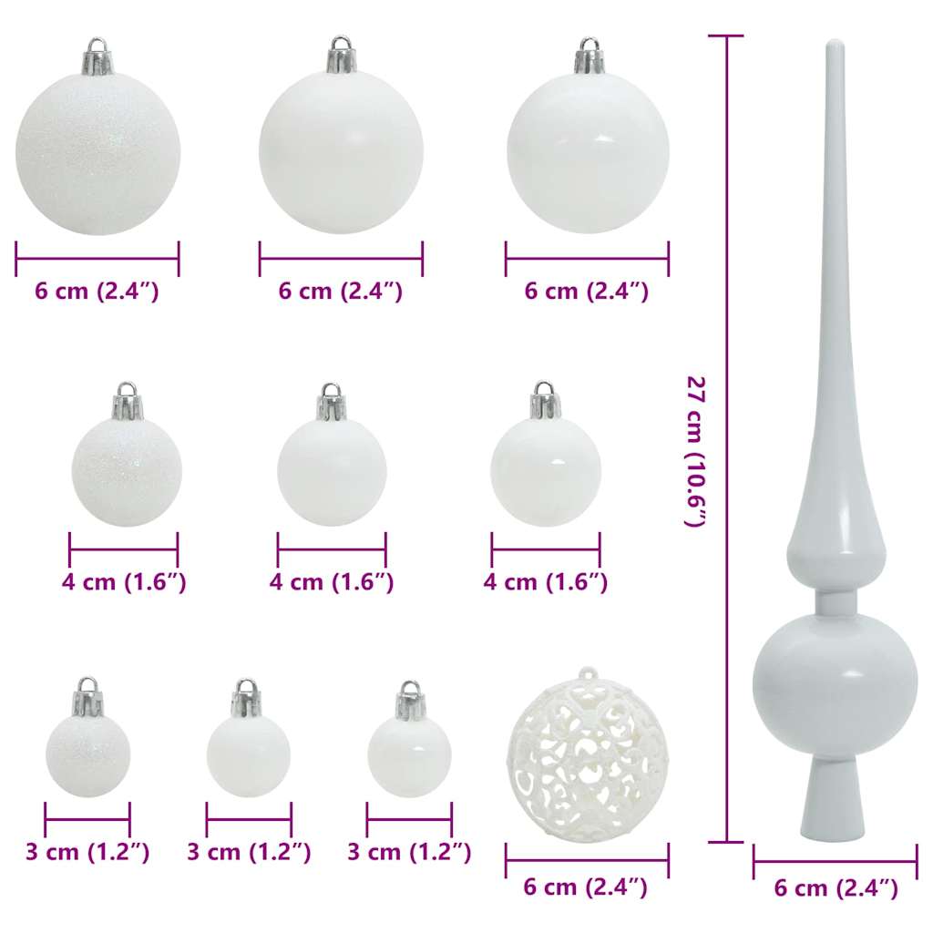 Julekule Sett med 150 LED 61 pcs Hvit Plast