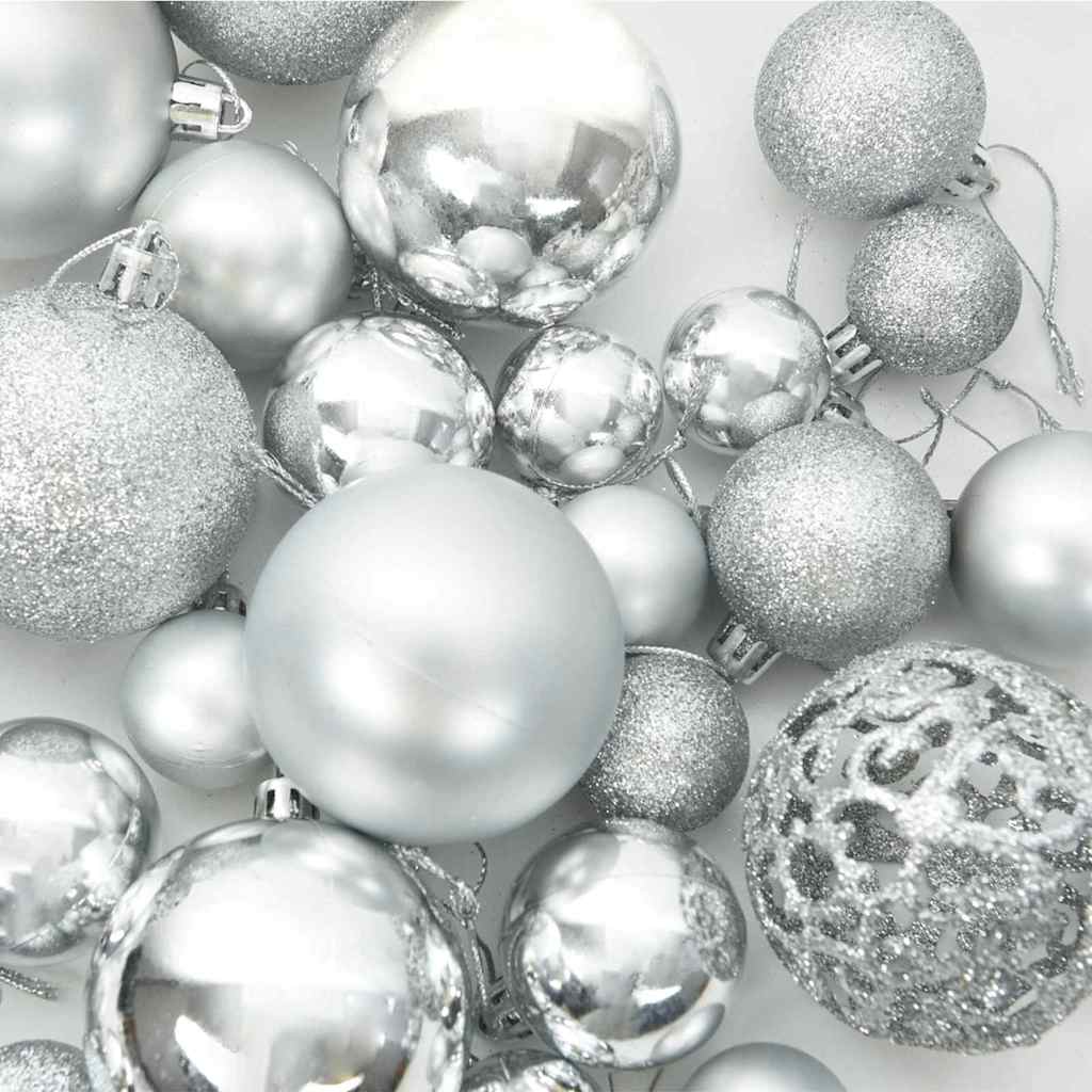 Julekule Sett med 150 LED 61 pcs sølv Plast