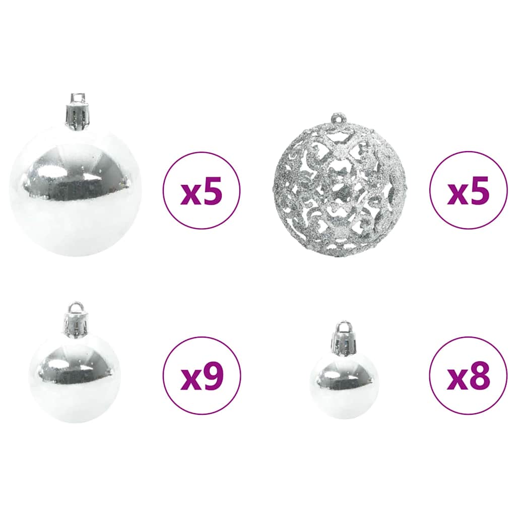 Julekule Sett med 150 LED 61 pcs sølv Plast