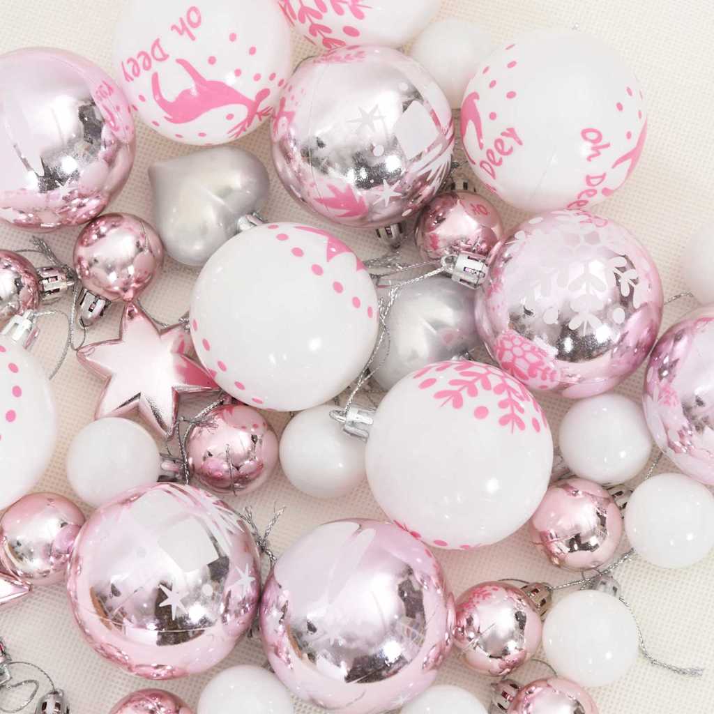 Julekule Sett 40 pcs Hvit og Rosa