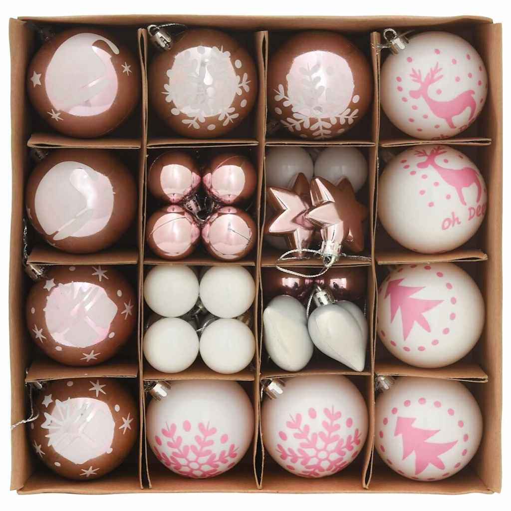 Julekule Sett 40 pcs Hvit og Rosa