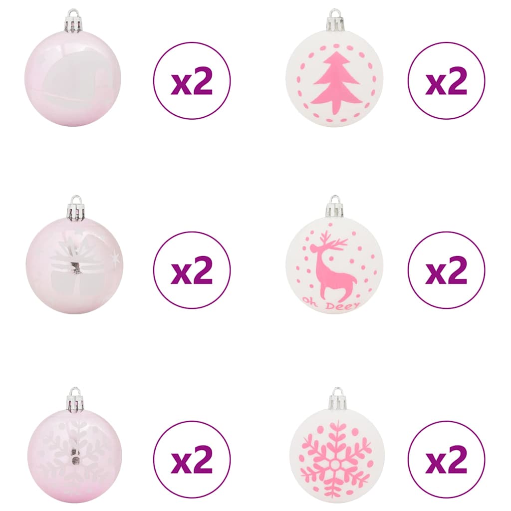 Julekule Sett 40 pcs Hvit og Rosa