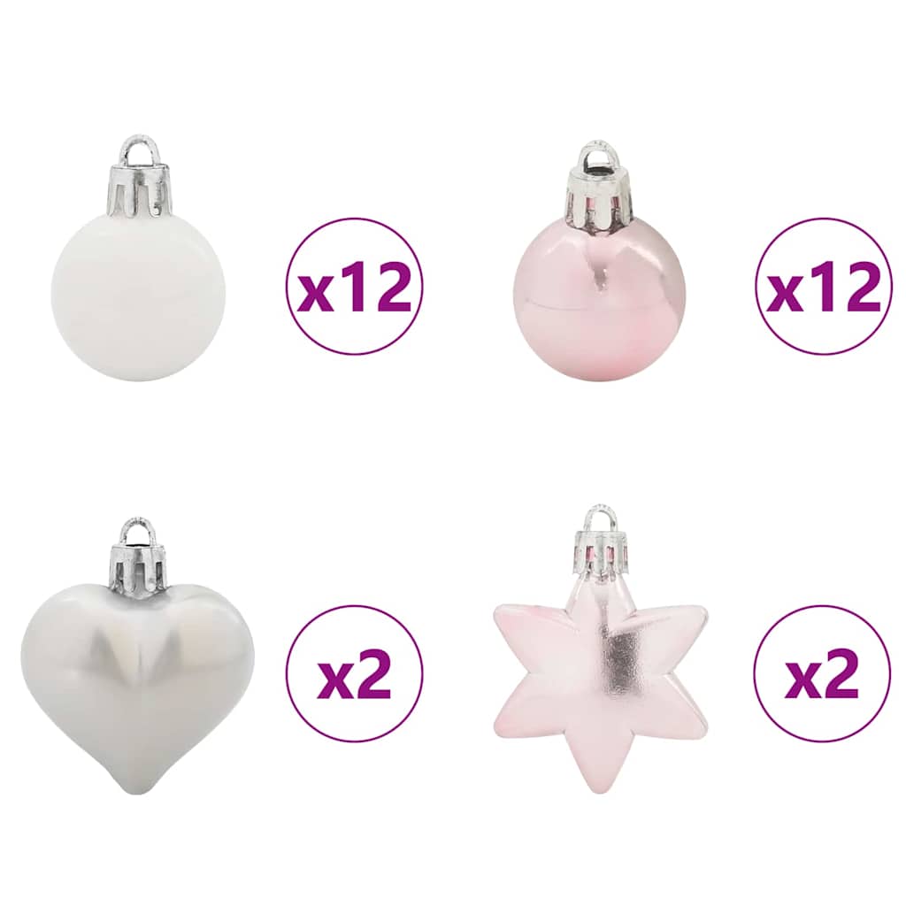 Julekule Sett 40 pcs Hvit og Rosa