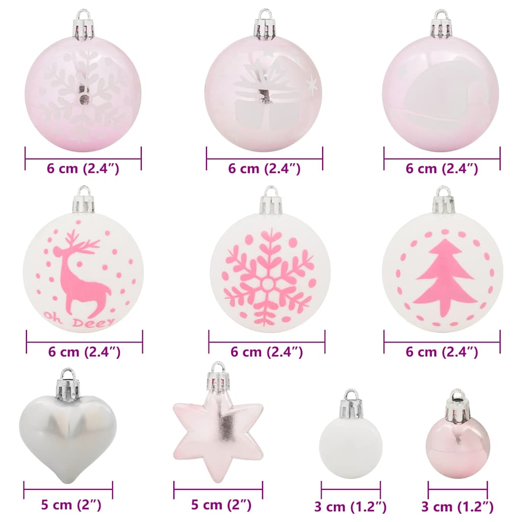 Julekule Sett 40 pcs Hvit og Rosa
