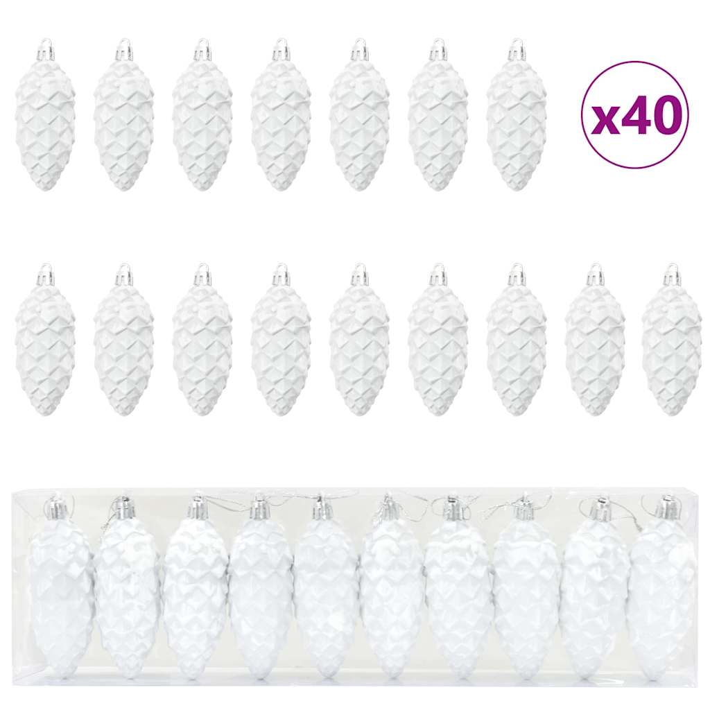 Dekorasjon til juletre 40 pcs Hvit